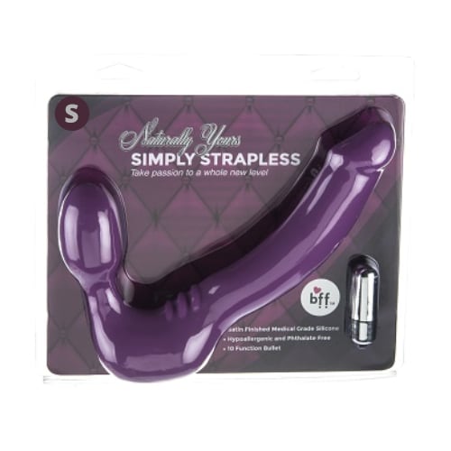 Simply Strapless Small Strap On Vibrator -Purple