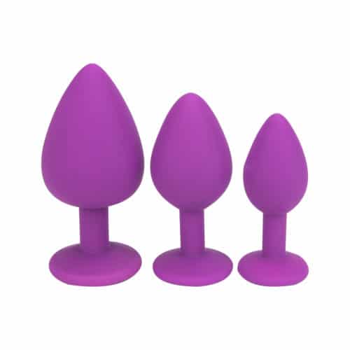 N11237 Loving Joy Jewelled Silicone Butt Plug Purple Trio