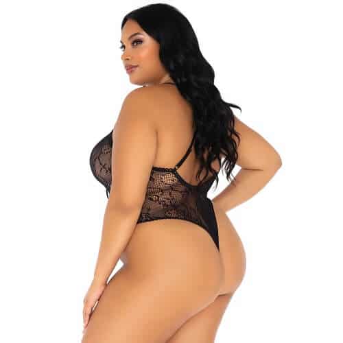 Leg Avenue Plus Size Floral Lace Thong Body