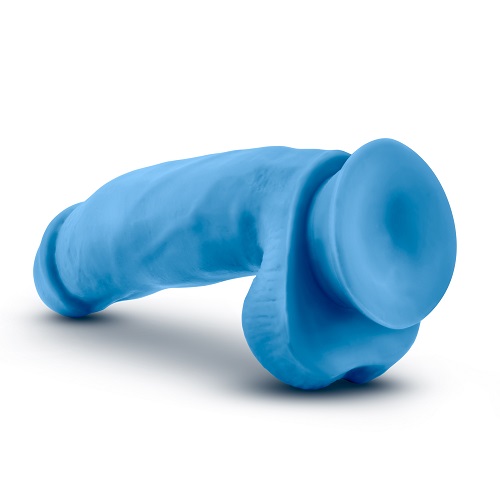 7 inch Realistic Silicone Dual Density Girthy Dildo with Suction Cup and Balls Blue