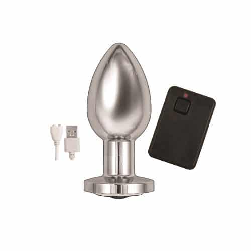 Ass-Sation Remote Controlled Vibrating Metal Butt Plug Silver
