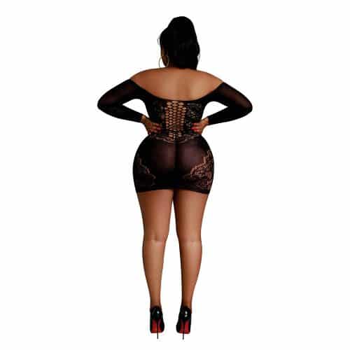 Moonlight Off the Shoulder Black Mini Dress Plus Size