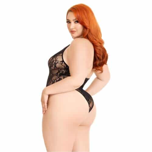 Leg Avenue Floral Lace Deep-V Teddy Plus Size