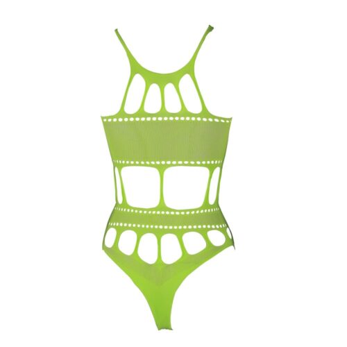Cut Out Thong Bodysuit Neon Green Plus Size