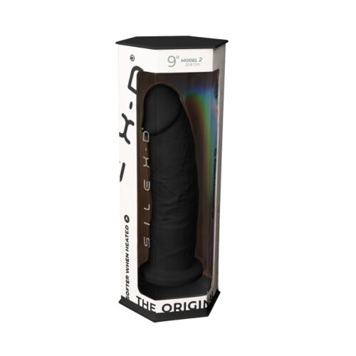 SilexD 9 inch Realistic Girthy Silicone Dual Density Dildo with Suction Cup Black