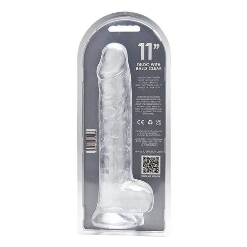 Loving Joy 11 Inch Dildo with Balls Clear