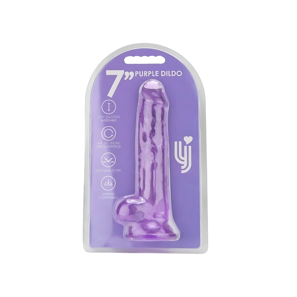 Loving Joy 7 Inch Dildo with Balls Purple