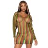 Leg Avenue Rasta Net Long Sleeve Mini Dress