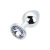 Toosh Silver Metal Butt Plug Medium Clear Stone
