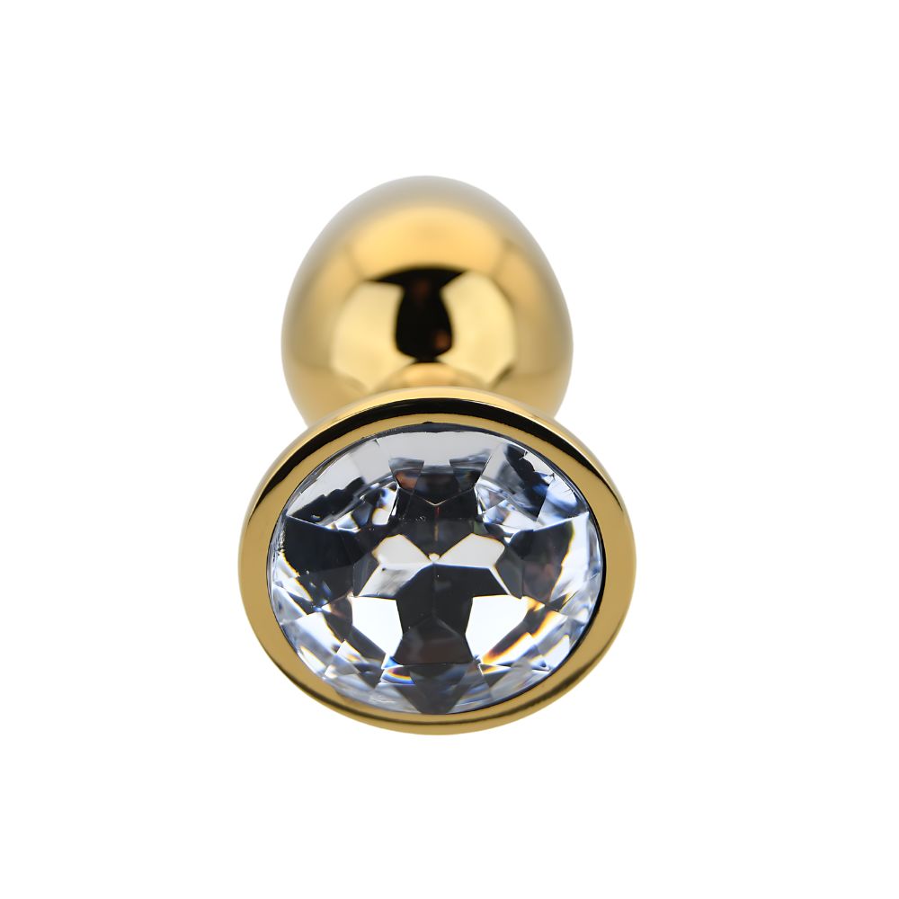 Toosh Gold Metal Butt Plug Small Clear Stone