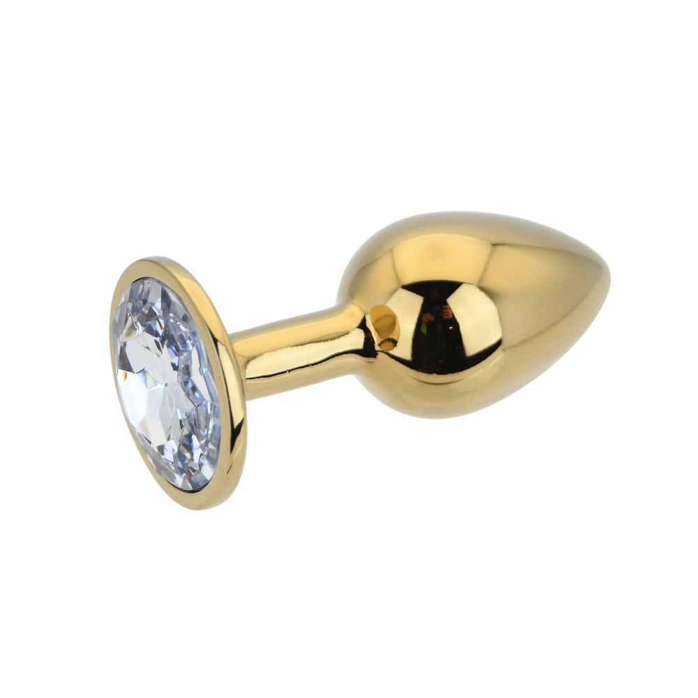 Toosh Gold Metal Butt Plug Small Clear Stone