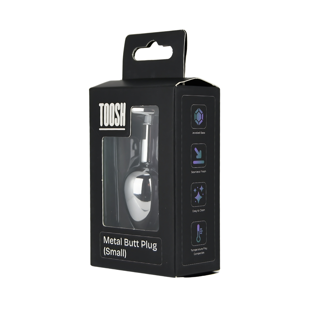 Toosh Silver Metal Butt Plug Small Red Stone