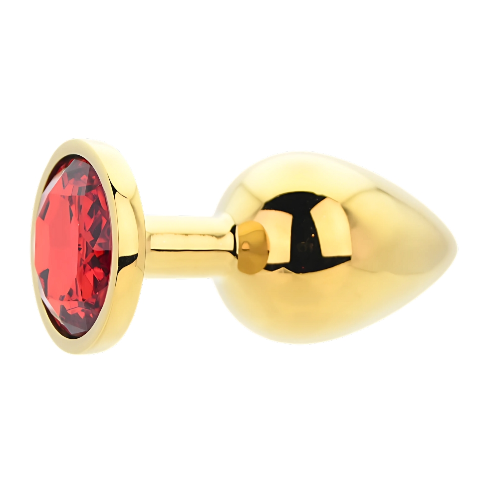 Toosh Gold Metal Butt Plug Large Red Stone