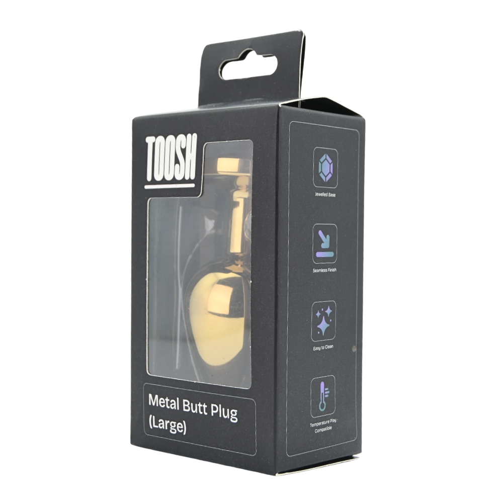 Toosh Gold Metal Butt Plug Large Red Stone