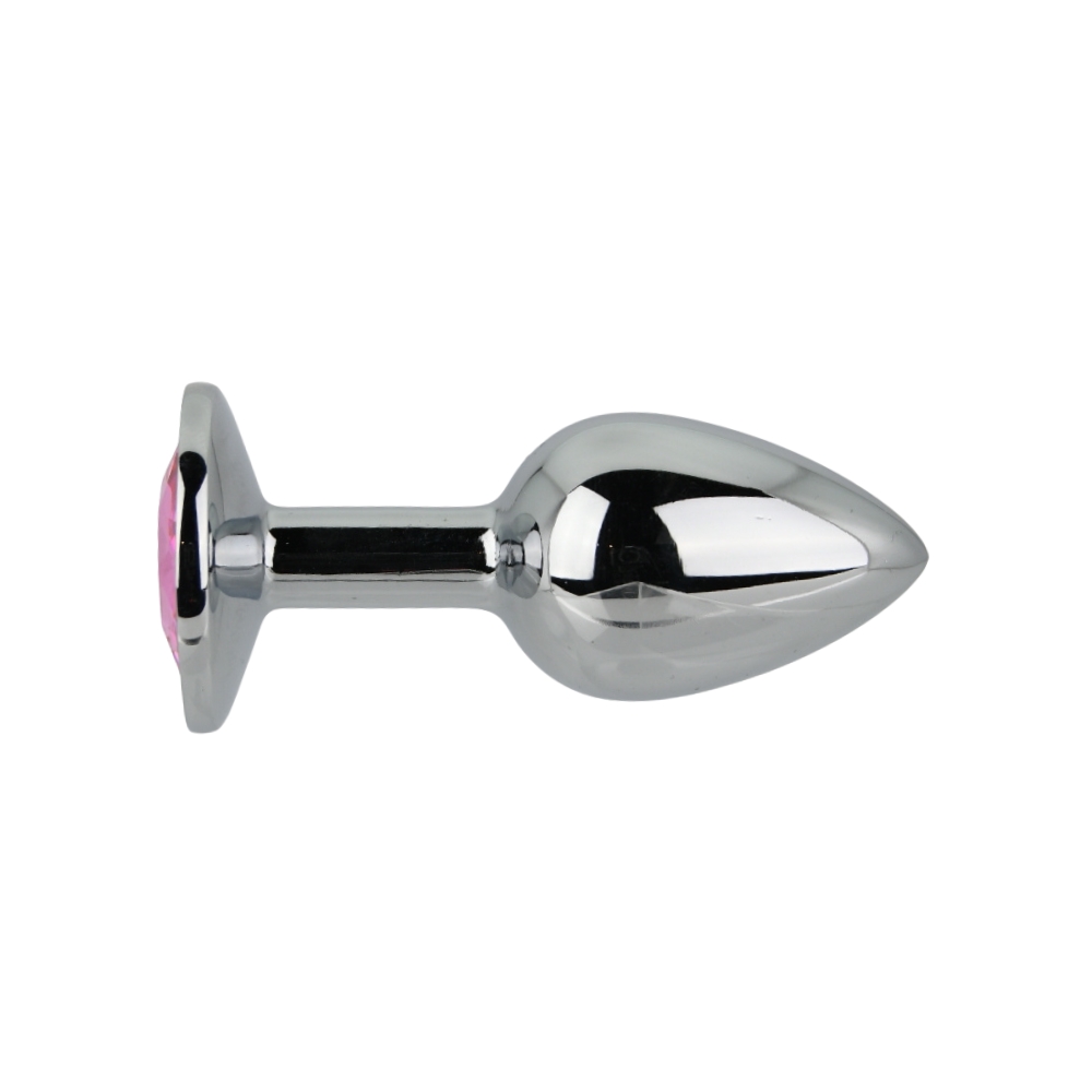 Toosh Silver Metal Butt Plug Small Pink Stone