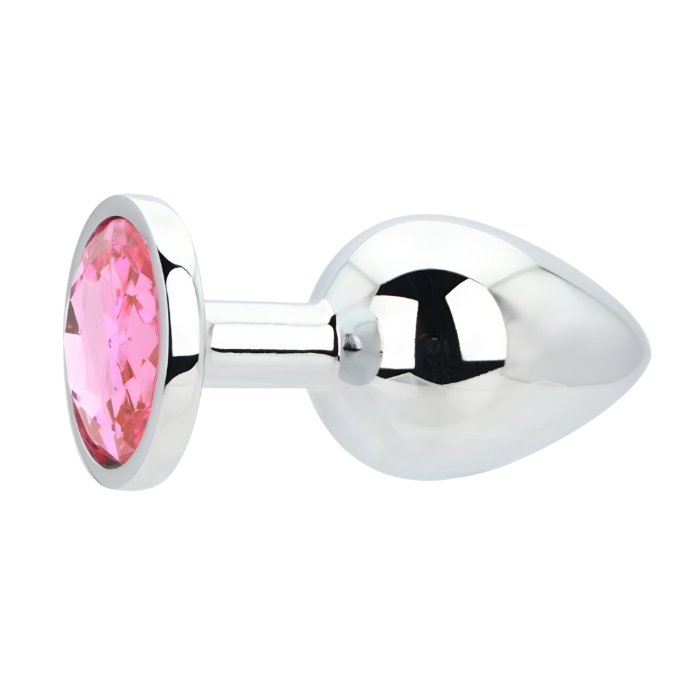 Toosh Silver Metal Butt Plug Large Pink Stone