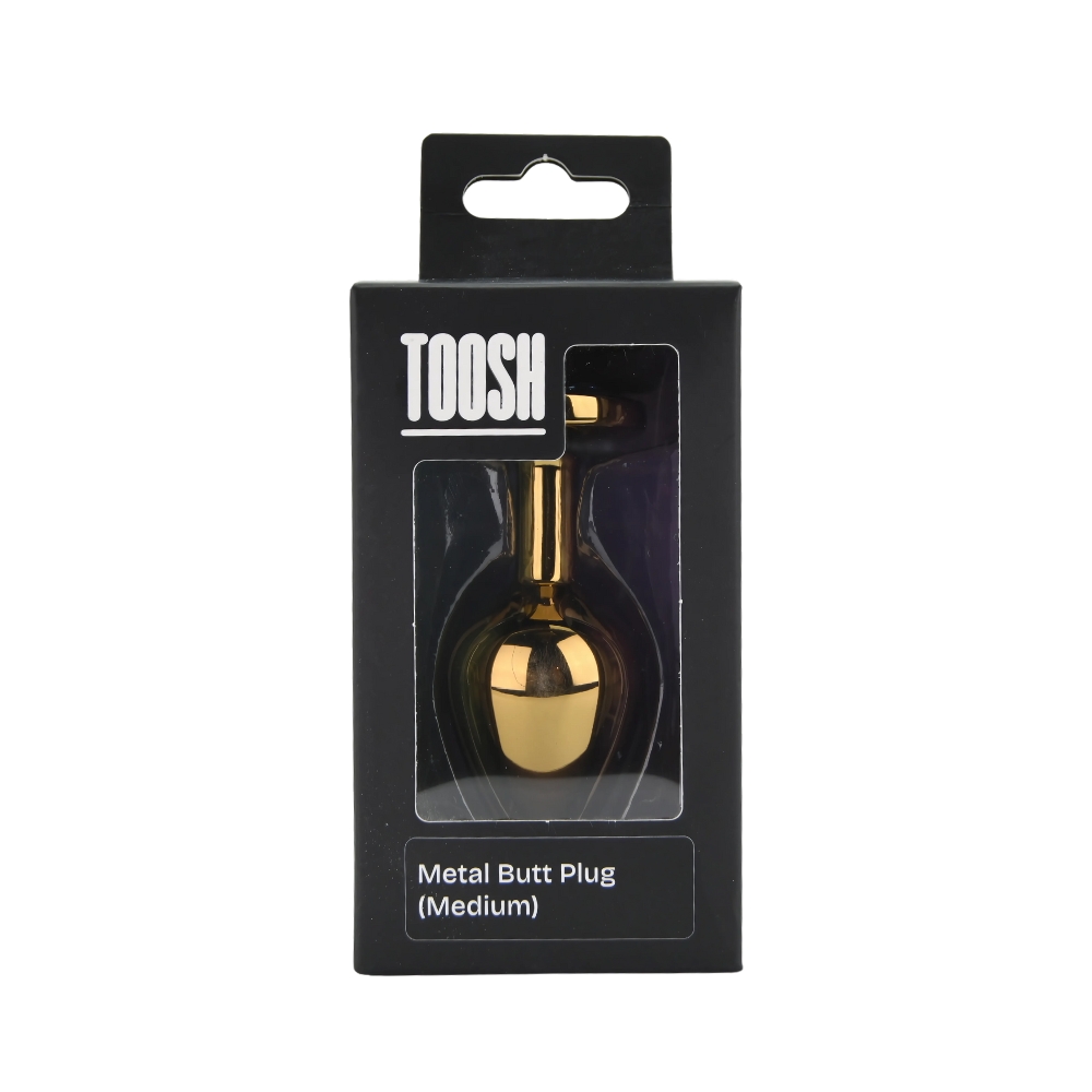 Toosh Gold Metal Butt Plug Medium Pink Stone