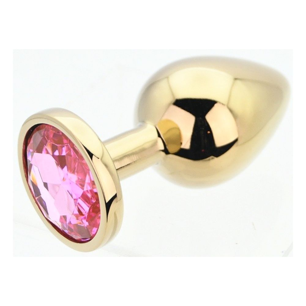 Toosh Gold Metal Butt Plug Large Pink Stone