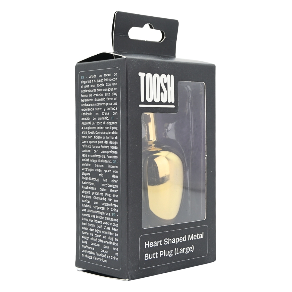 Toosh Heart Shaped Gold Butt Plug with Red Stone Large
