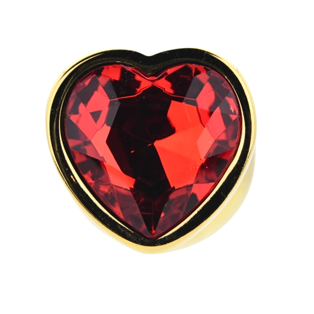 Toosh Heart Shaped Gold Butt Plug with Red Stone Large