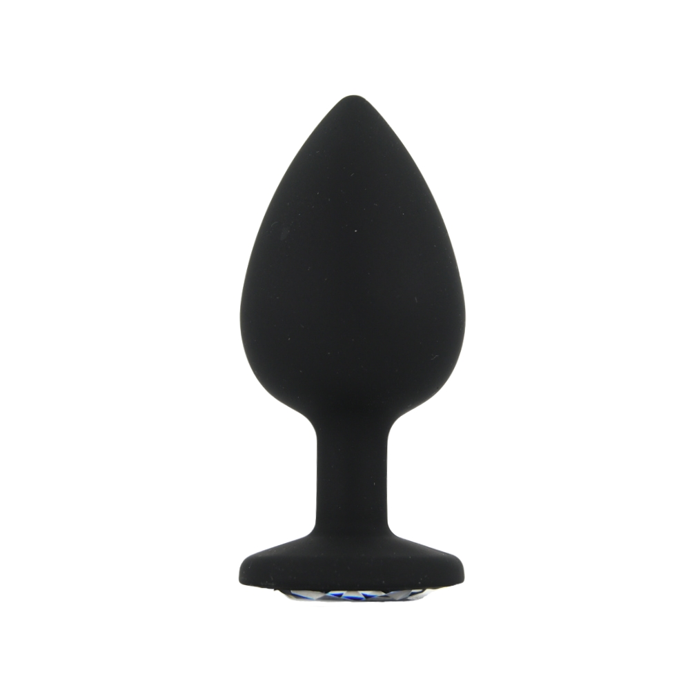 Toosh Silicone Butt Plug Black Set of 3 Clear Stone