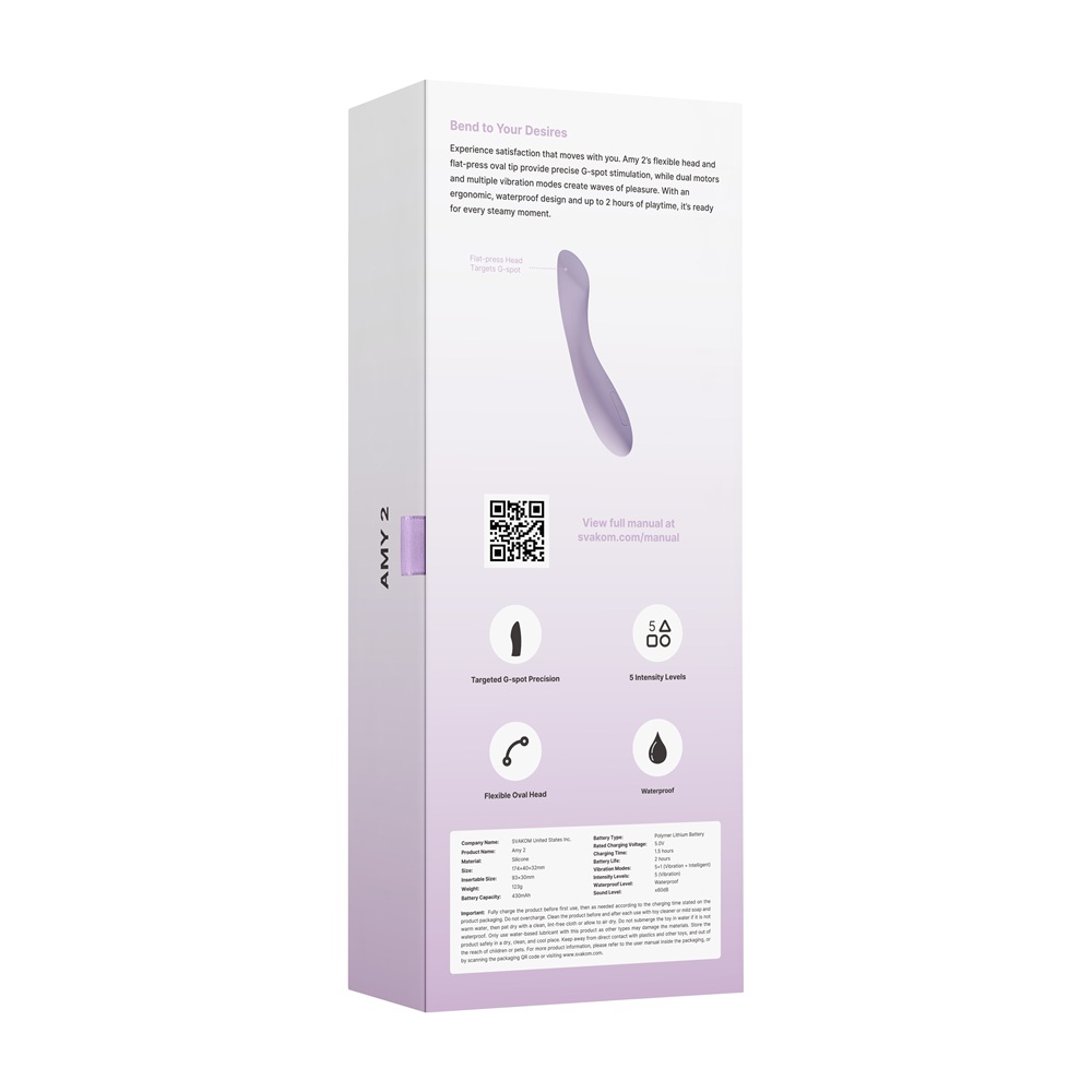Svakom Amy 2 G-Spot and Clitoral Vibrator Lilac