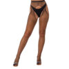 Lace by LJ Rhinestone Fishnet Crotchless Pantyhose Black